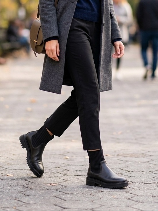 Blondo Shoes - Blondo Black Leather Sock Boot with Rib Knit Collar